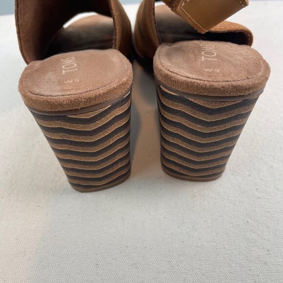 TOMS suede leather peep toe heels Size 9 - Picture 6 of 7